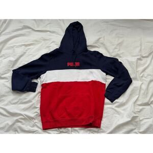 Puma Red, White & Blue Colorblock Men's Small Pullover Hoodie